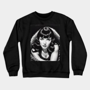 Bettie Page Black and White Portrait Crewneck Sweatshirt